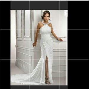 Rhinestone halter wedding dress